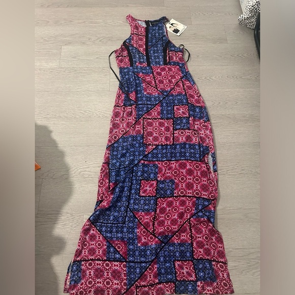 Mink Pink Patchwork Print Boho Chic Long Dress - Picture 2 of 3